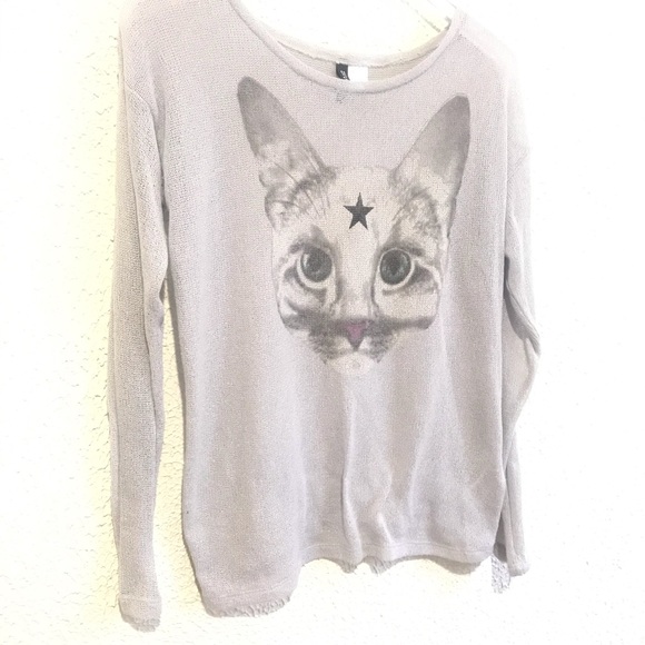 H&M Cat Pullover Sheer Top - Picture 3 of 3